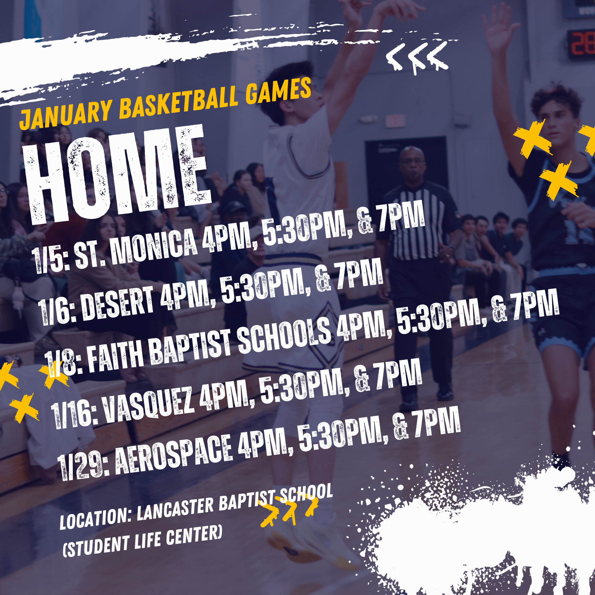 January Home Basketball Games Schedule